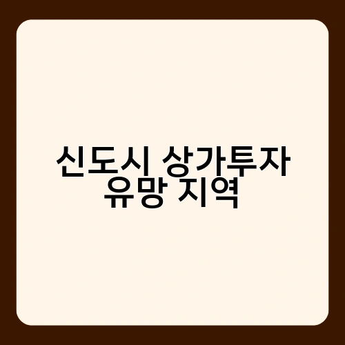 신도시 상가투자 유망 지역
