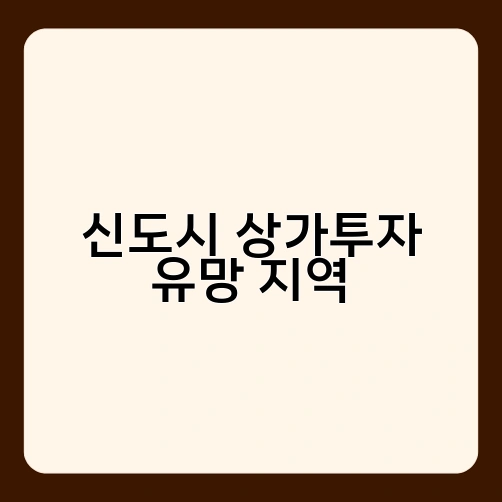 신도시 상가투자 유망 지역 1